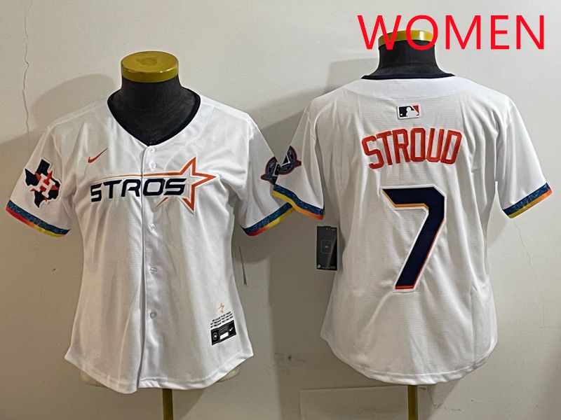 Women Houston Astros #7 Stroud White Fourth generation Joint Name Nike 2025 MLB Jersey style 2